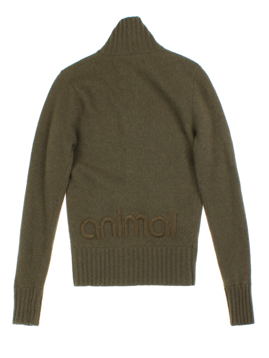 Y2K Animal Green Funnel Neck Zip Cardigan (Size S)