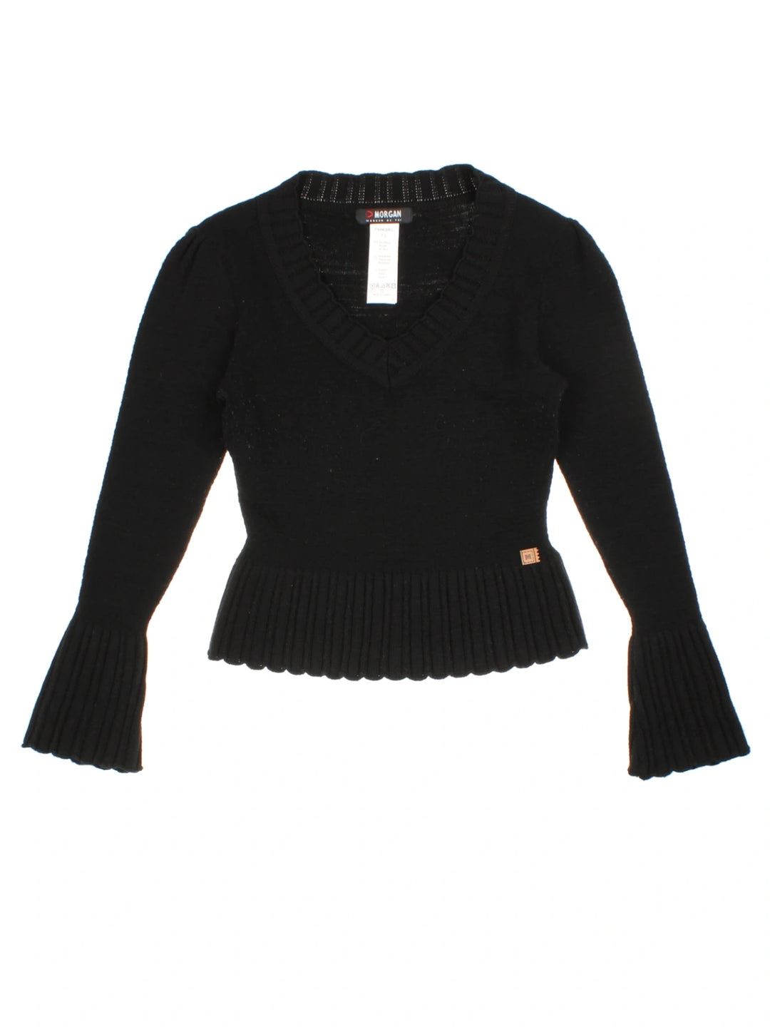 Y2K Morgan Black V-Neck Jumper (Size S)