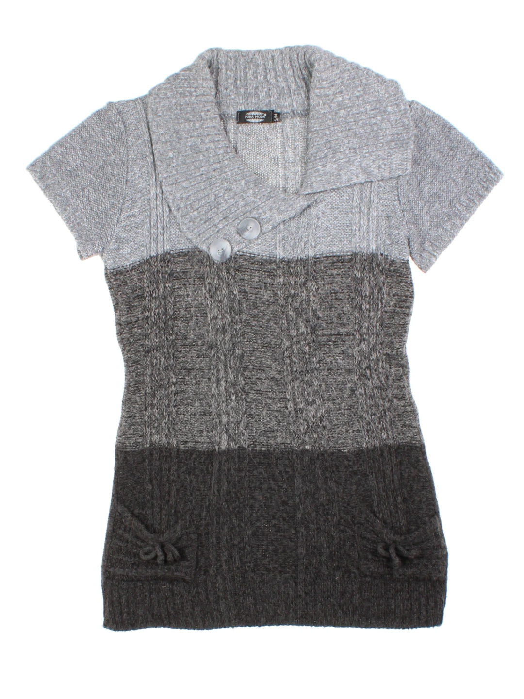 Y2K Grey Stripe Knit Tunic (Size L)
