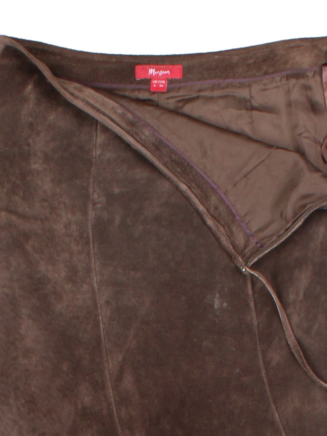 Y2K Monsoon Brown Suede Wrap Midi Skirt (Size S)