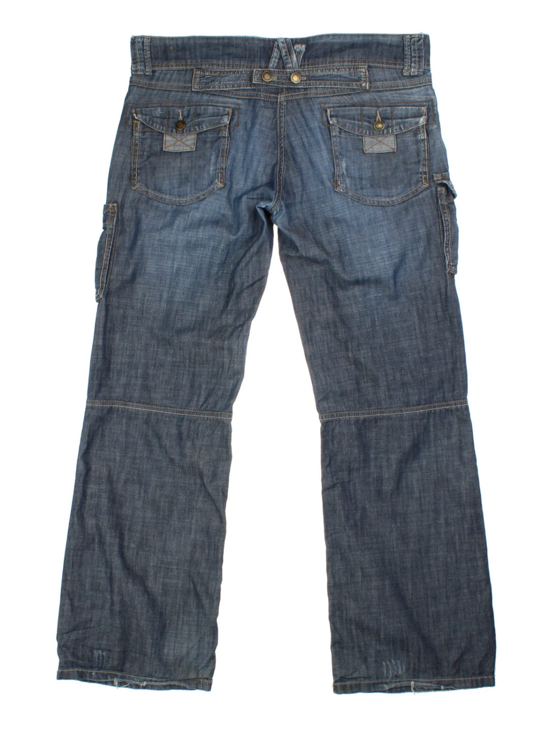 Y2K Blue Low Rise Cargo Jeans (Size XL)
