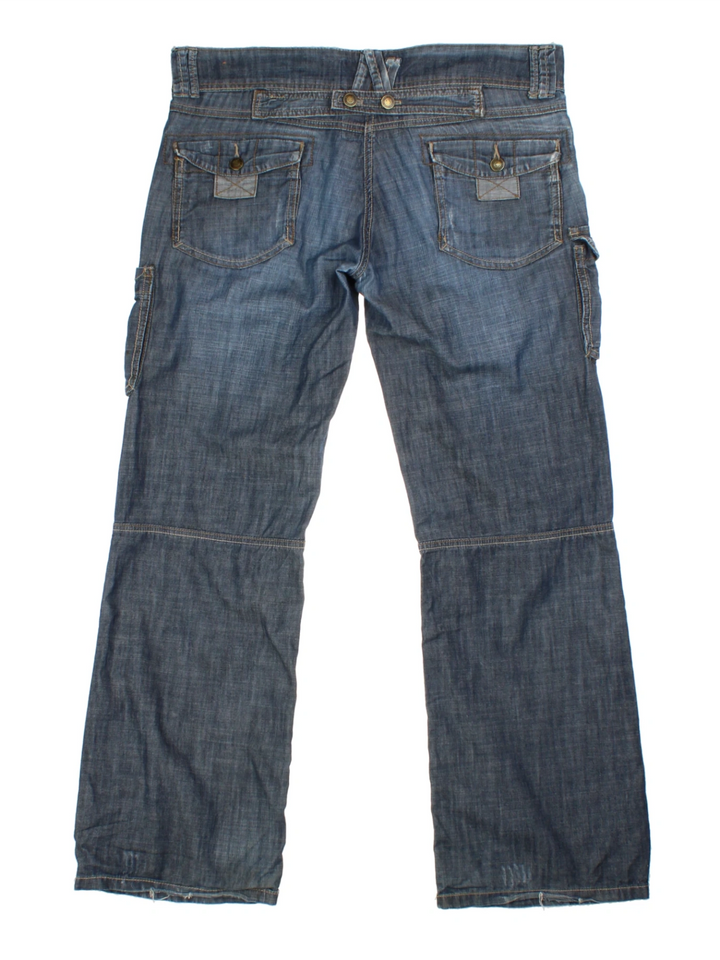 Y2K Blue Low Rise Cargo Jeans (Size XL)