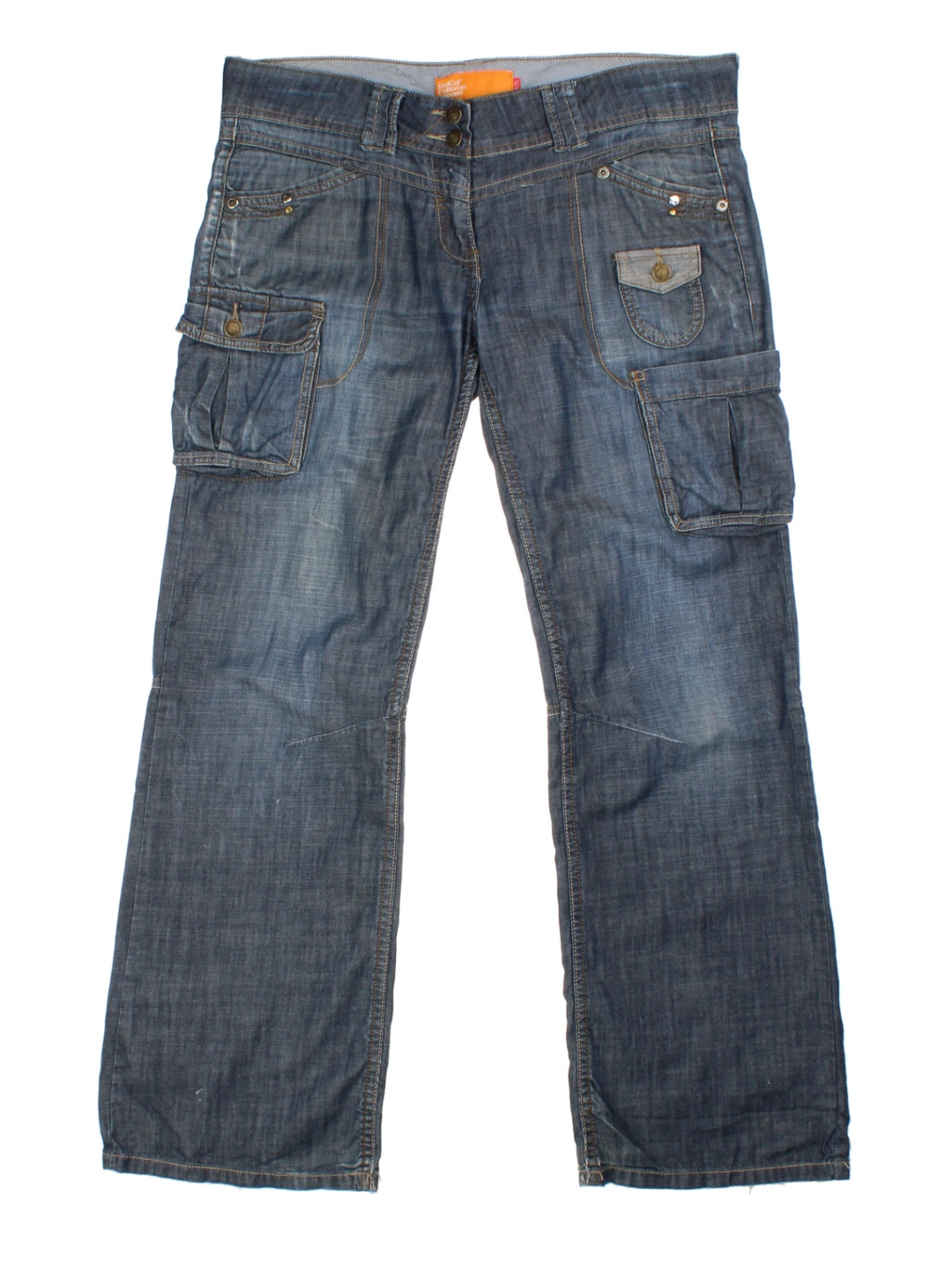 Y2K Blue Low Rise Cargo Jeans (Size XL)