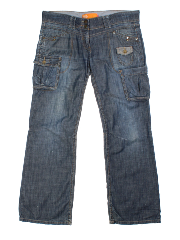 Y2K Blue Low Rise Cargo Jeans (Size XL)