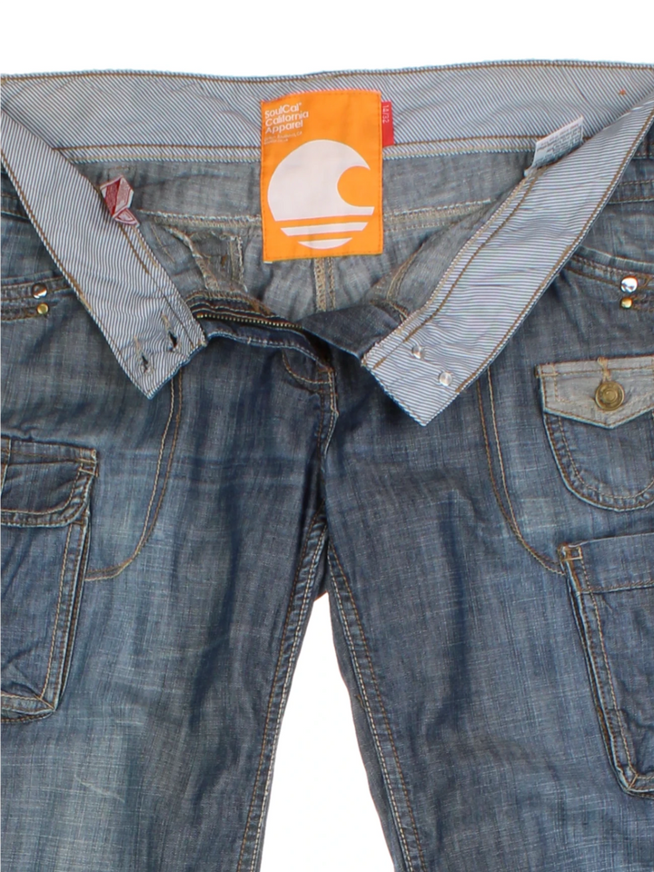 Y2K Blue Low Rise Cargo Jeans (Size XL)