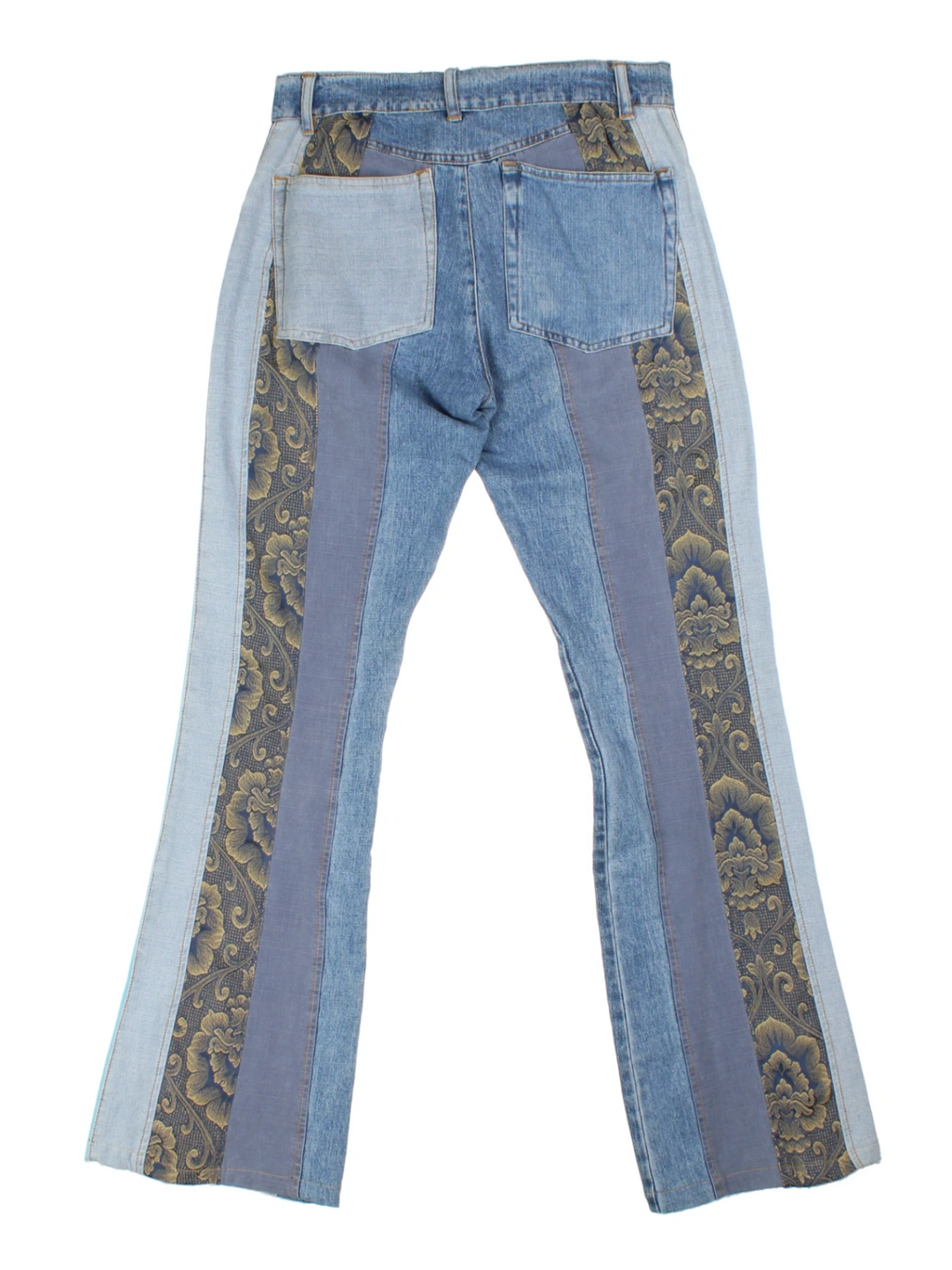 Y2K Blue Patchwork Flared Jeans (Size S)