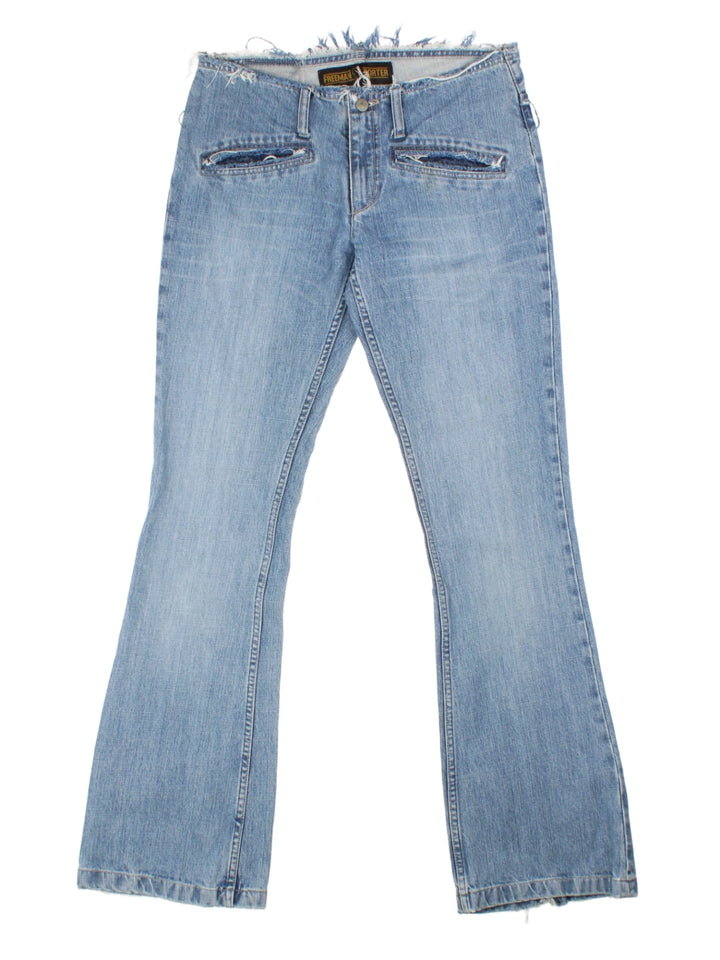 Y2K Freeman Porter Blue Flared Zip Jeans (Size M)