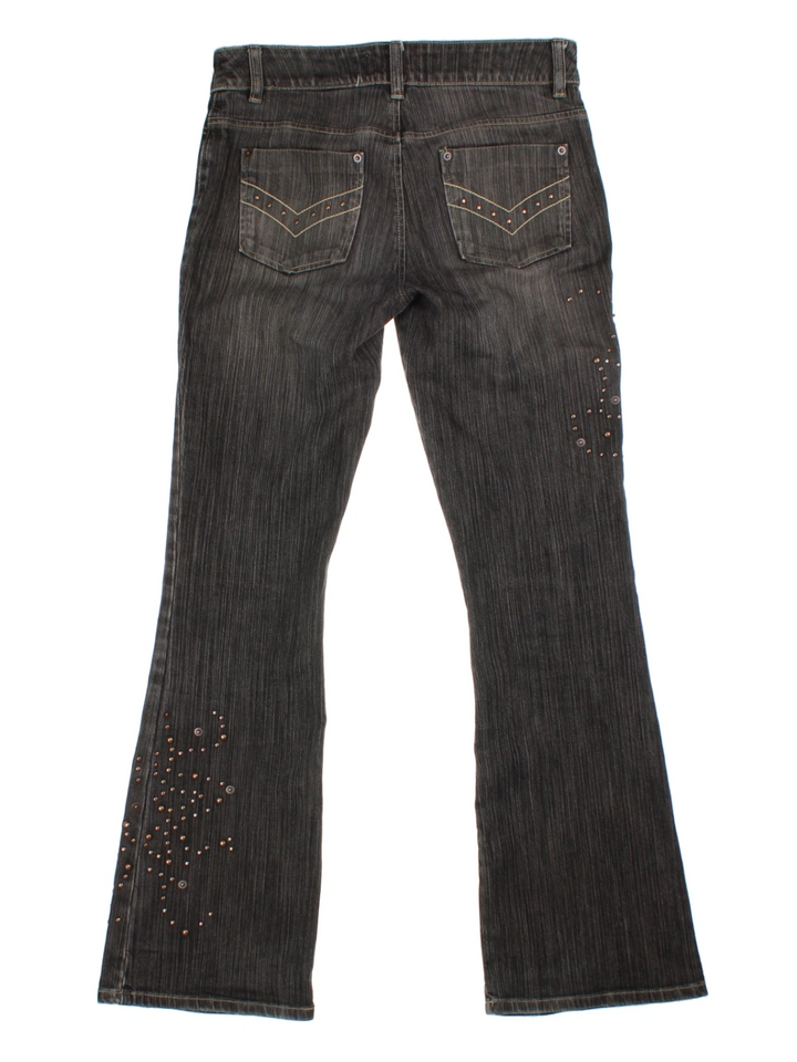 Y2K Grey Studded Flared Jeans (Size M)