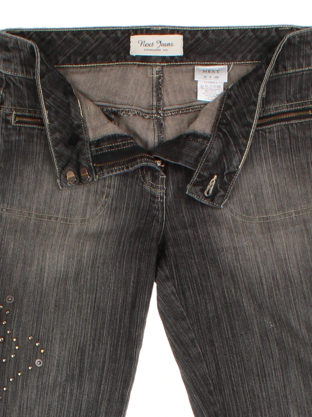 Y2K Grey Studded Flared Jeans (Size M)
