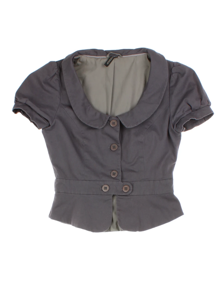 Y2K Topshop Grey Puff Sleeve Top (Size XS)
