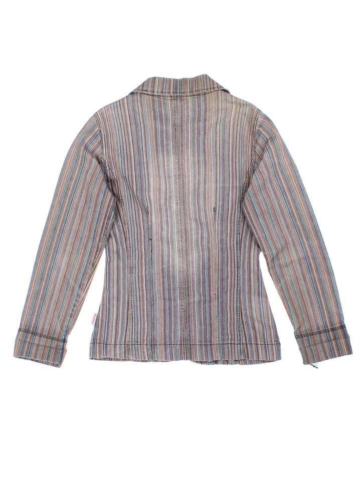 Y2K Blue Stone Multicoloured Stripe Blazer (Size M)