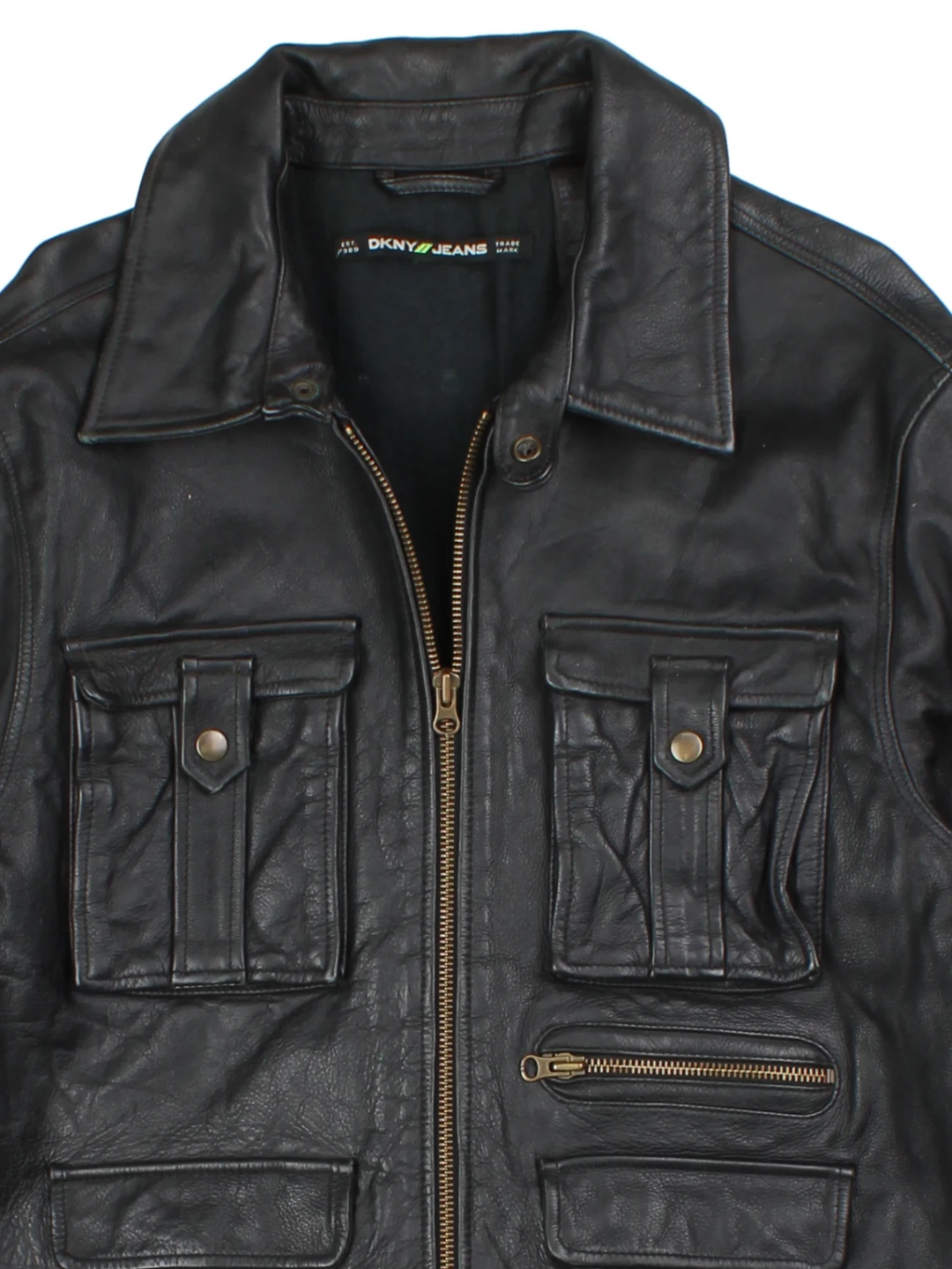 DKNY Black Leather Jacket (Size M)