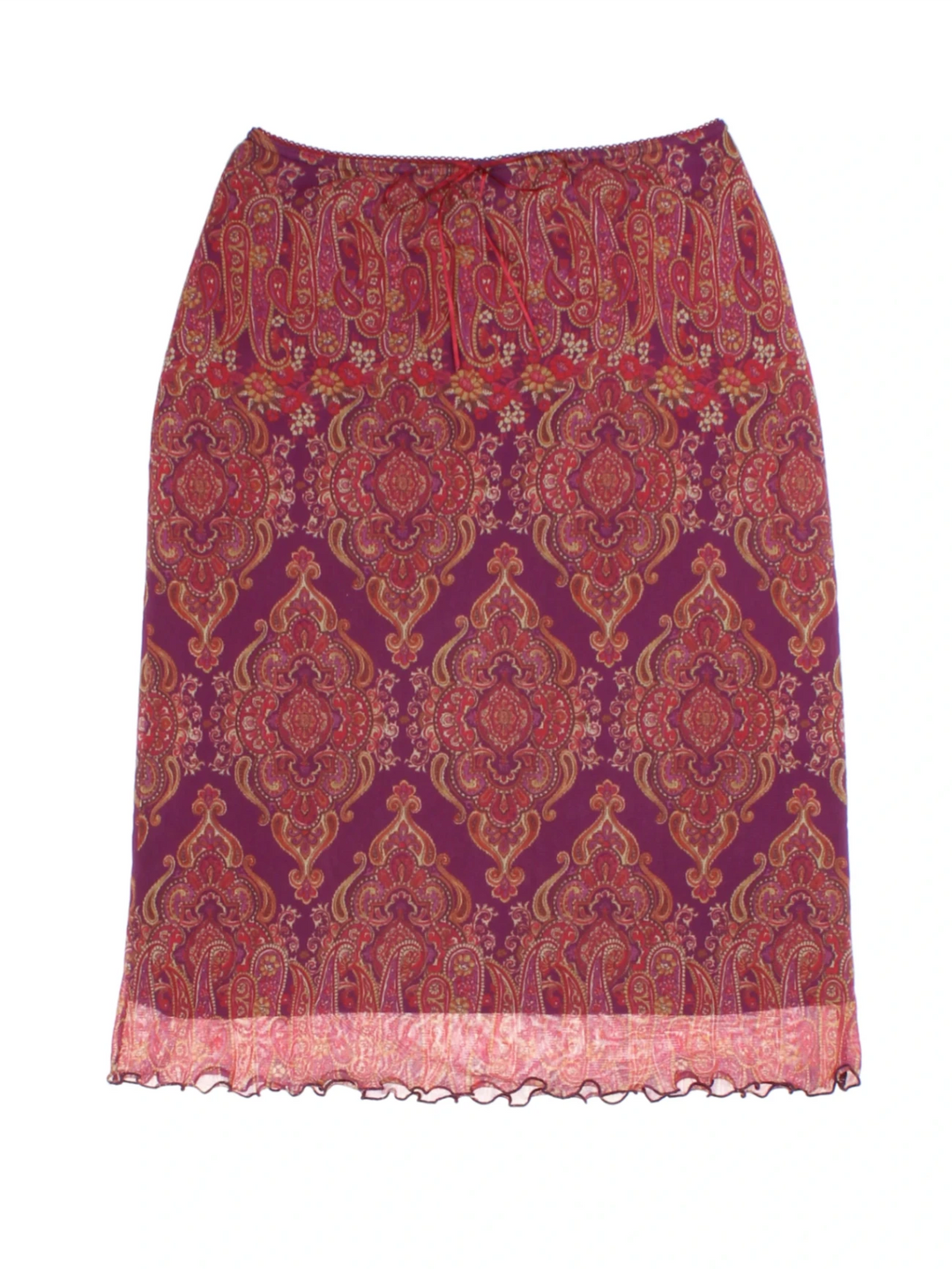 Y2K New Look Purple Paisley Midi Skirt (Size M)