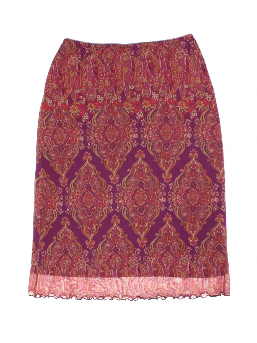 Y2K New Look Purple Paisley Midi Skirt (Size M)