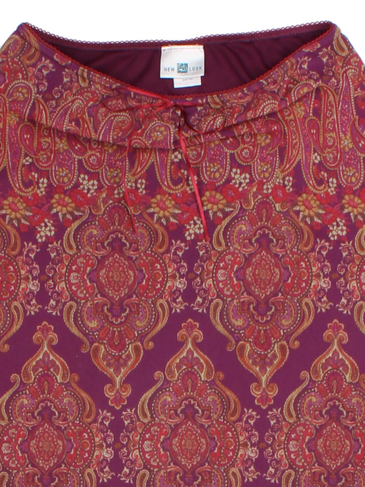 Y2K New Look Purple Paisley Midi Skirt (Size M)