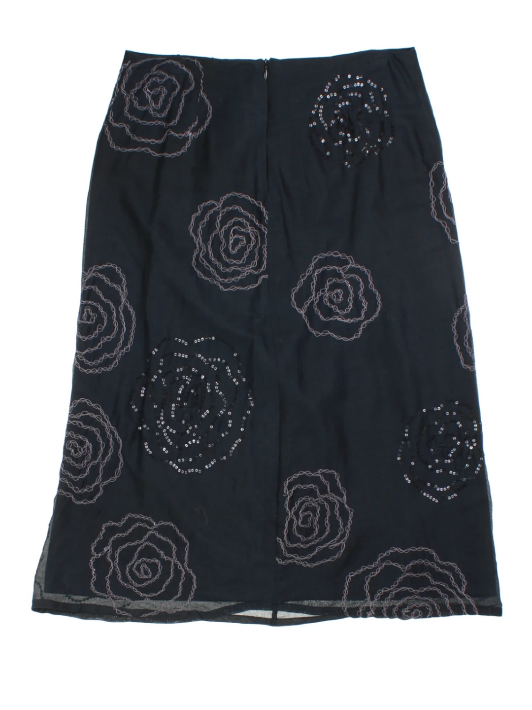 Y2K Beaded Black Midi Skirt (Size L)