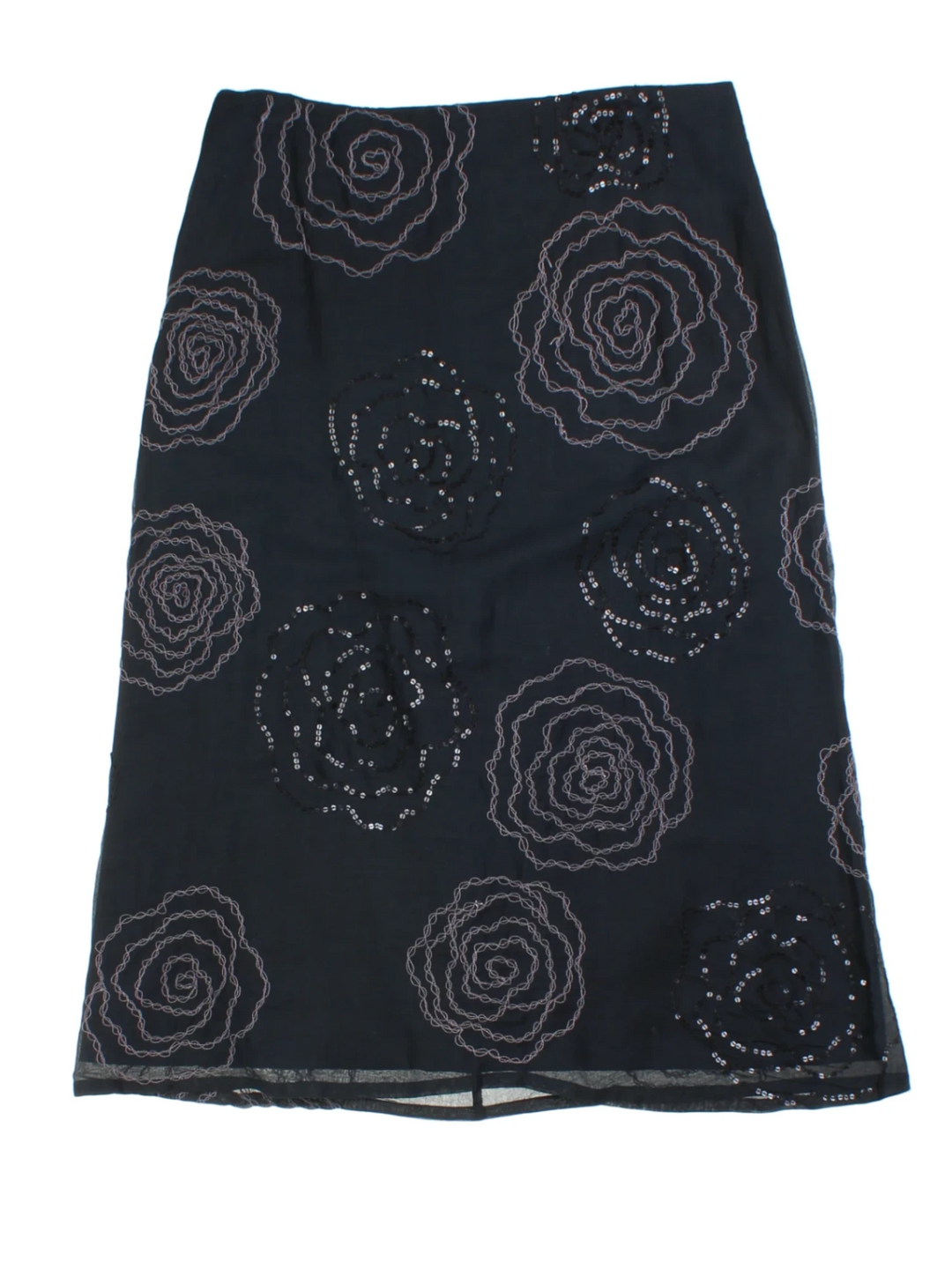Y2K Beaded Black Midi Skirt (Size L)