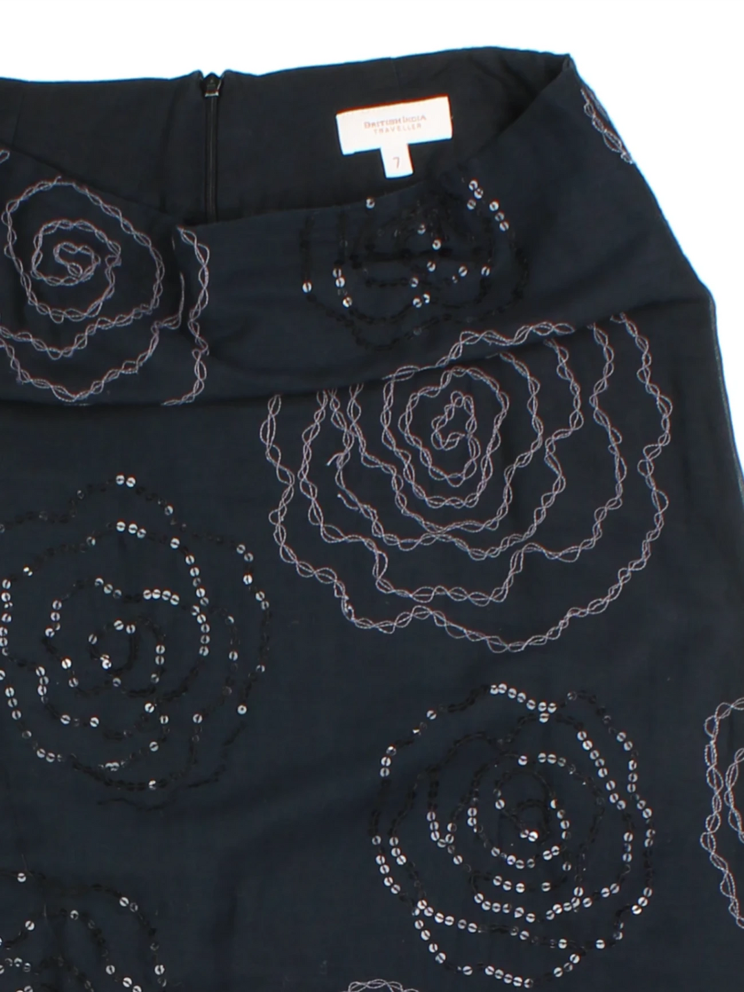 Y2K Beaded Black Midi Skirt (Size L)