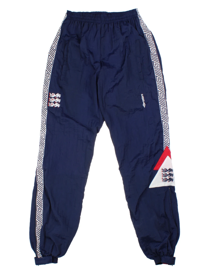 90-92 Umbro Blue England Tracksuit Bottoms (Size XS)