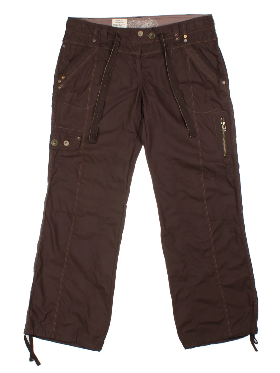 Y2K Brown Capri Cargo Pants (Size M)