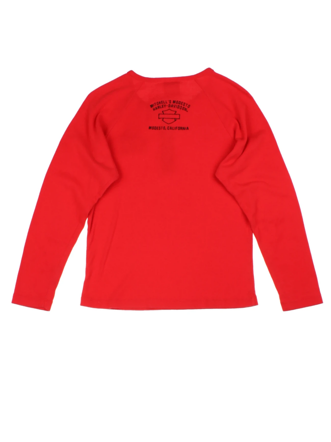 Harley-Davidson Red Embroidered Long Sleeve Raglan Top (Size L)