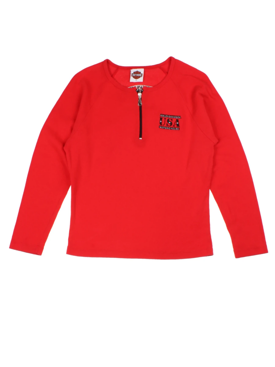 Harley-Davidson Red Embroidered Long Sleeve Raglan Top (Size L)