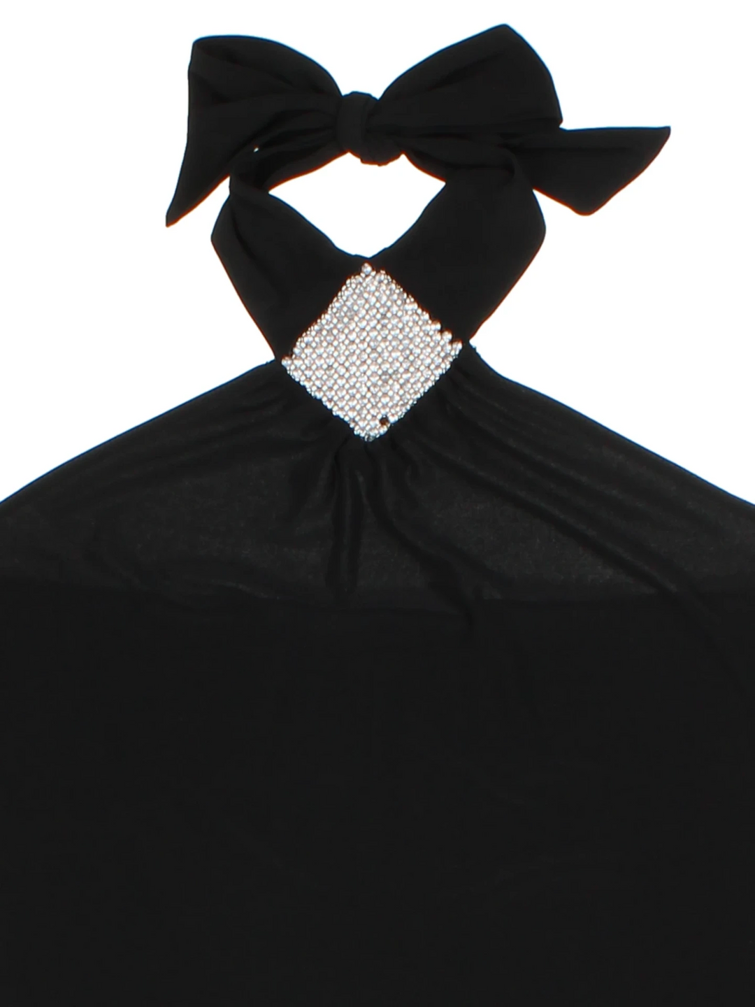 Y2K Black Embellished Halter Neck Top (Size M)