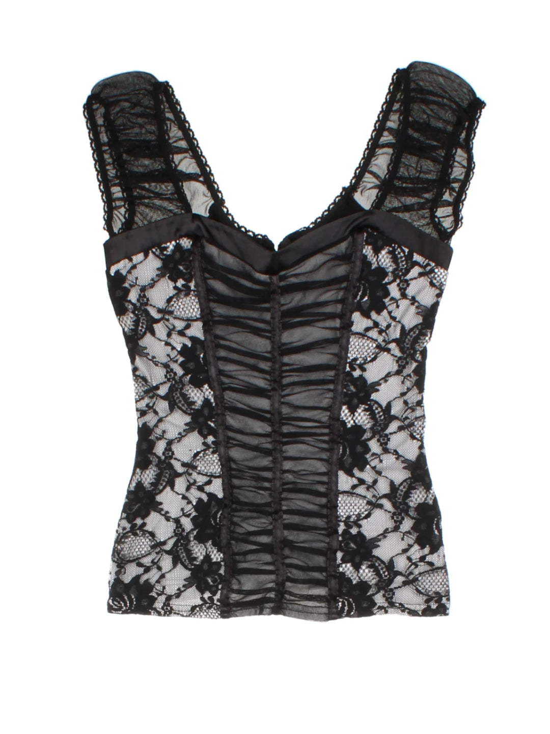 Y2K Jane Norman Black Lace Top (Size M)