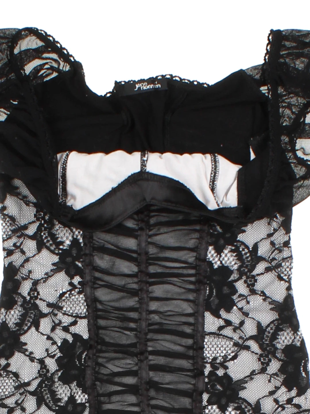 Y2K Jane Norman Black Lace Top (Size M)