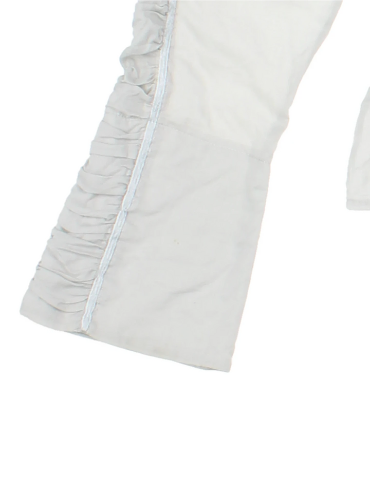 Y2K Grey Sheer Ruched Corset Shirt (Size M)
