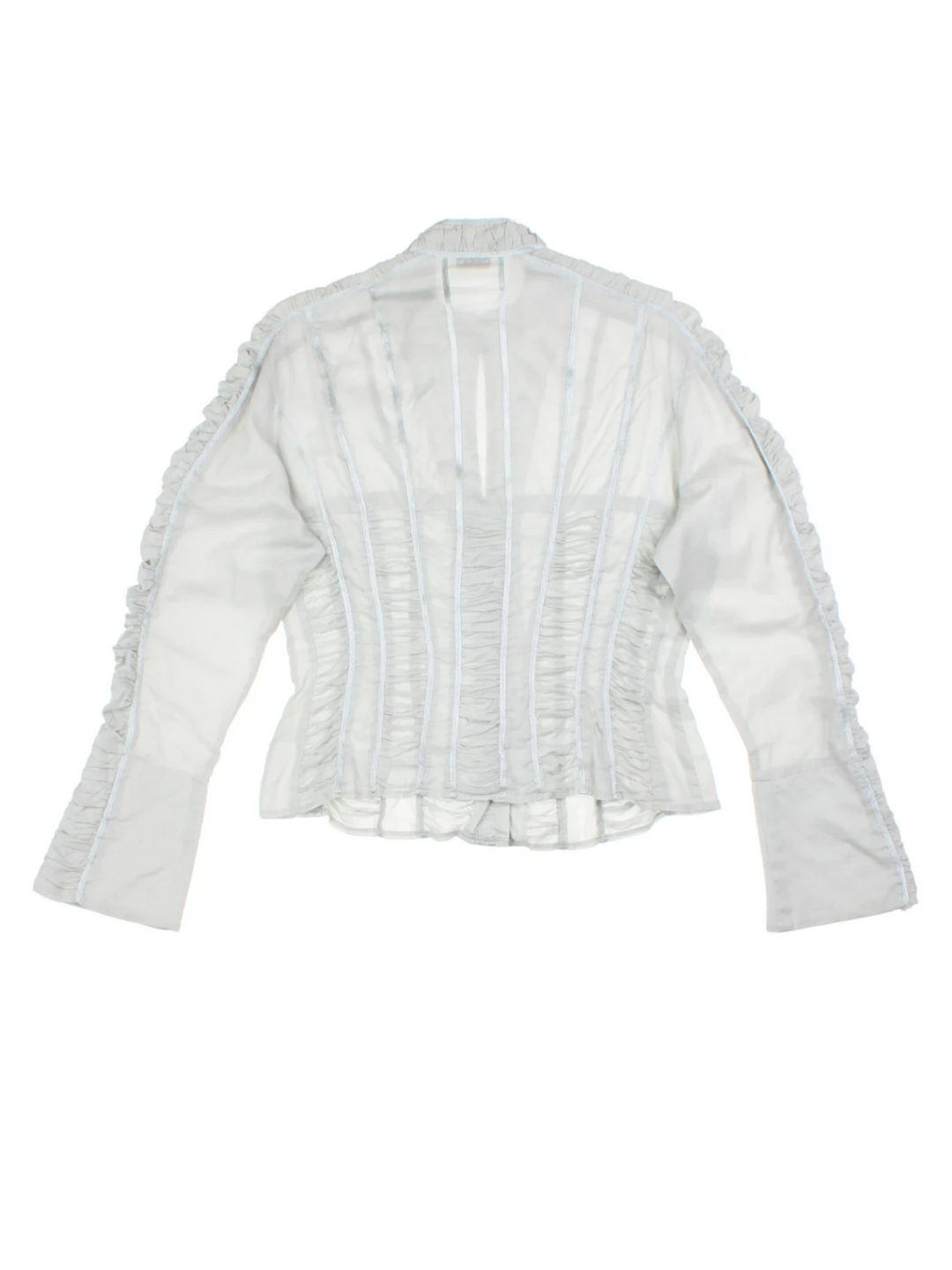 Y2K Grey Sheer Ruched Corset Shirt (Size M)