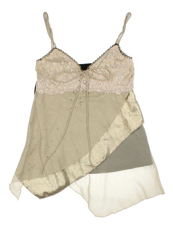 Y2K Asymmetrical Tan Cami Top (Size M)