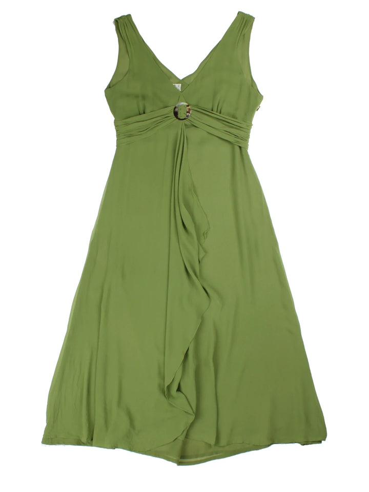 Y2K Green Silk Midi Dress (Size M)