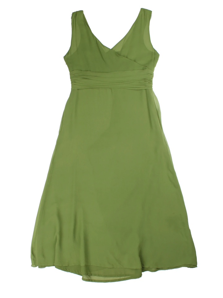 Y2K Green Silk Midi Dress (Size M)
