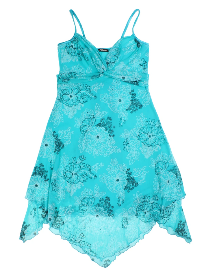 Y2K Jane Norman Blue Floral Midi Dress (Size M)