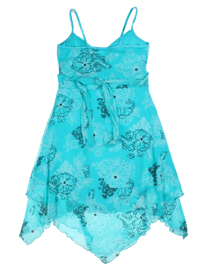Y2K Jane Norman Blue Floral Midi Dress (Size M)