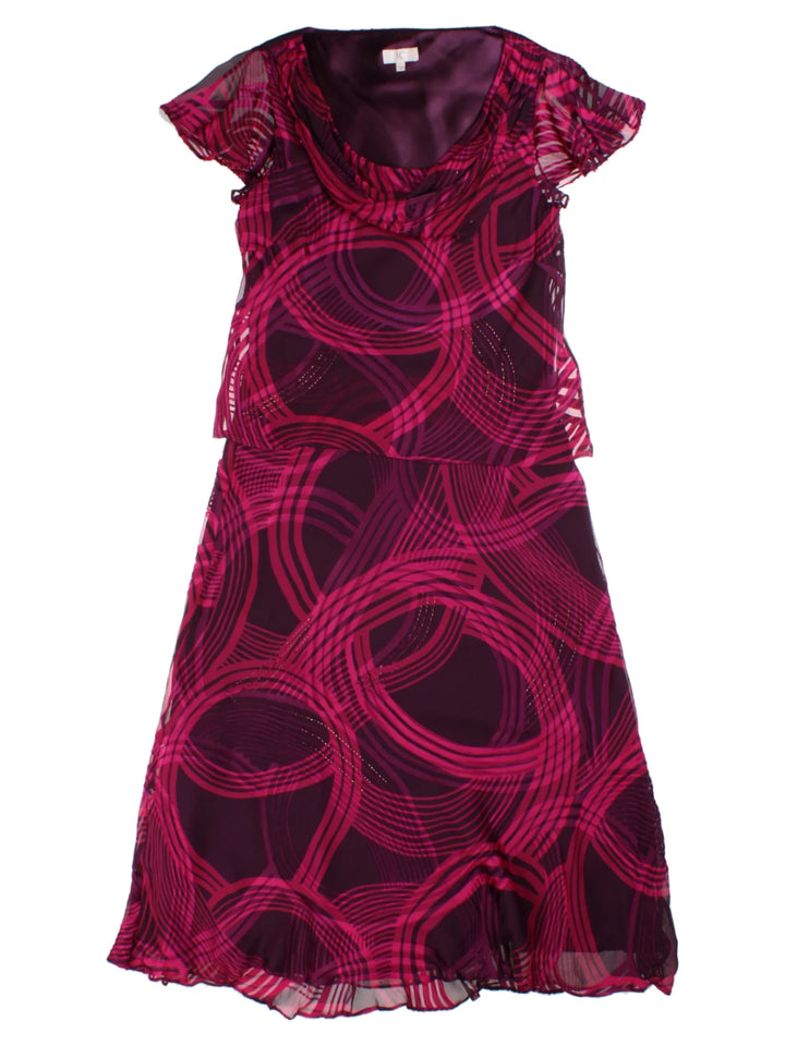 Y2K Abstract Pink Midi Dress (Size S)