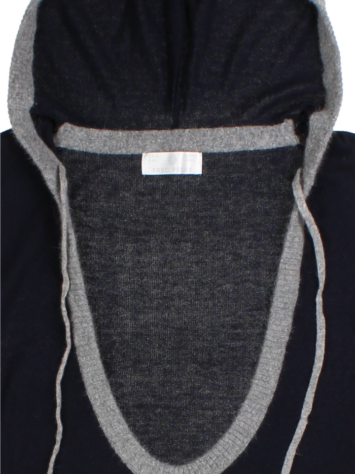 Fred Perry Blue Knitted Hoodie (Size M)