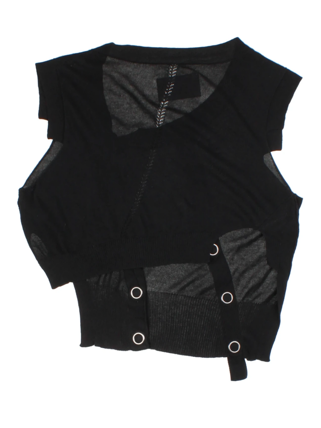 Y2K All Saints Black Studded Round Neck Top (Size S)