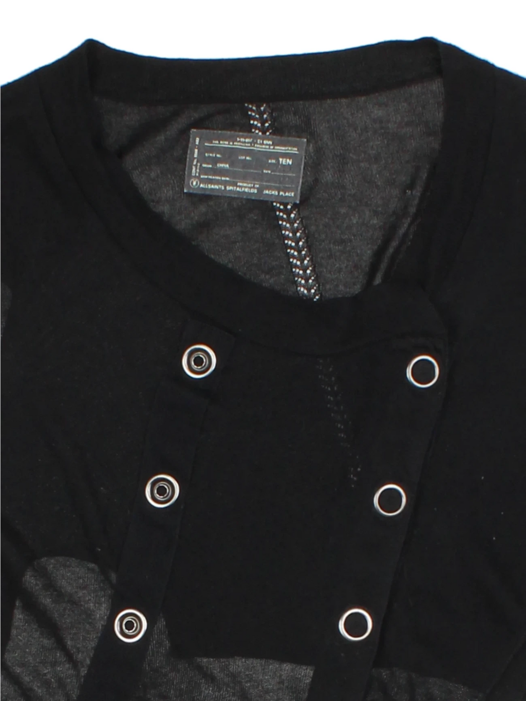 Y2K All Saints Black Studded Round Neck Top (Size S)