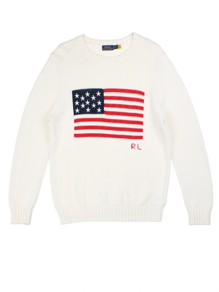 Ralph Lauren Iconic Flag White Jumper (Size M)