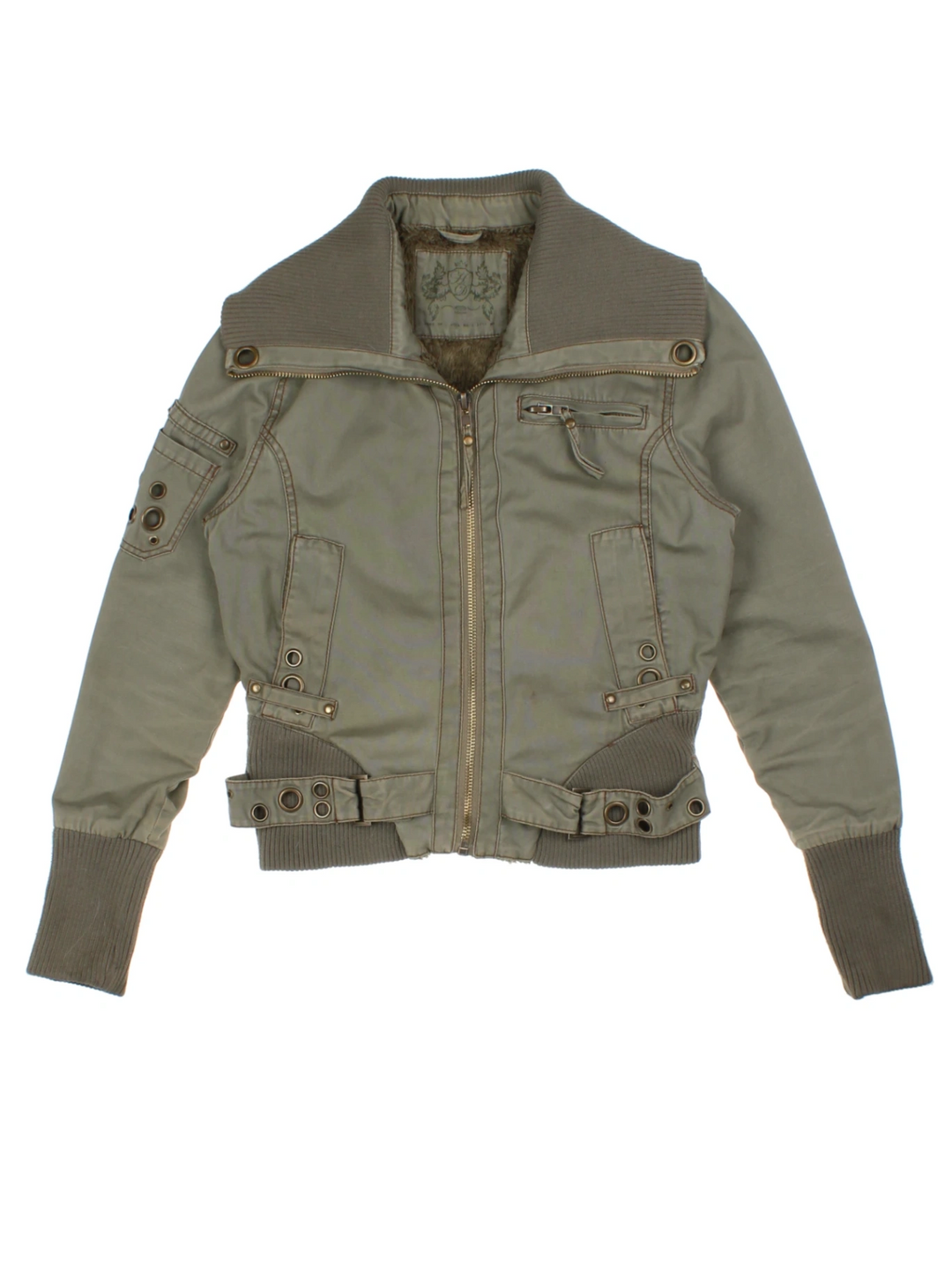 Y2K Green Utility Bomber Jacket (Size M)