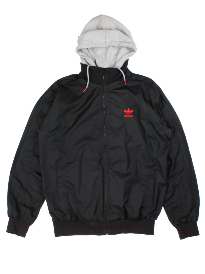 Adidas Originals Black Hodded Bomber Jacket (Size L)
