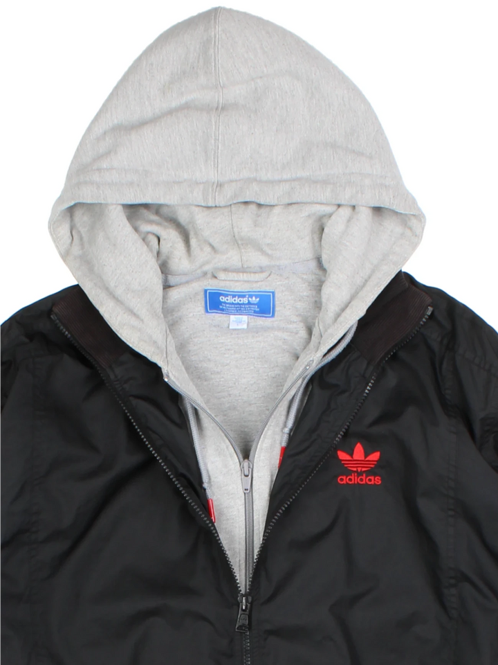 Adidas Originals Black Hodded Bomber Jacket (Size L)