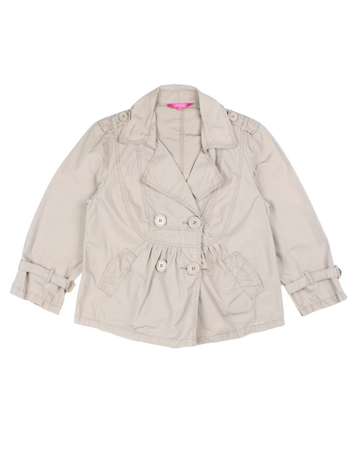 Y2K Tan Cropped Trench Coat (Size S)