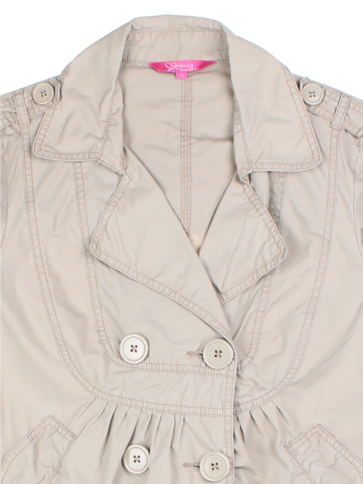 Y2K Tan Cropped Trench Coat (Size S)