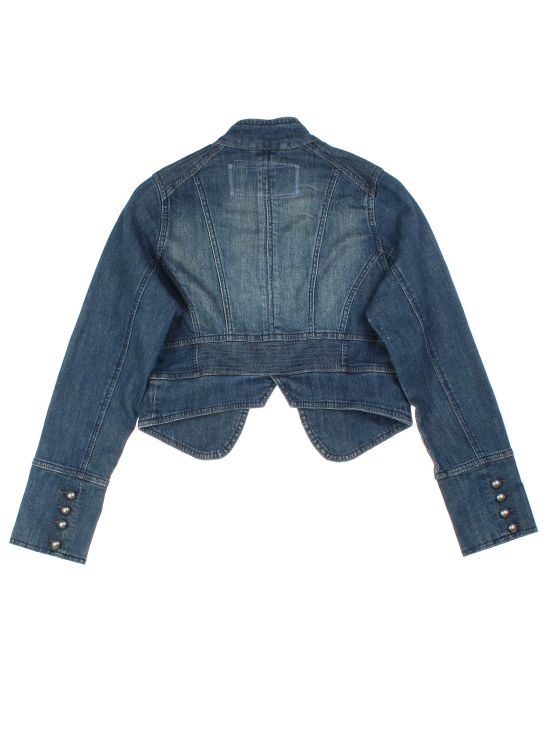 Y2K Blue Military Style Denim Jacket (Size S)