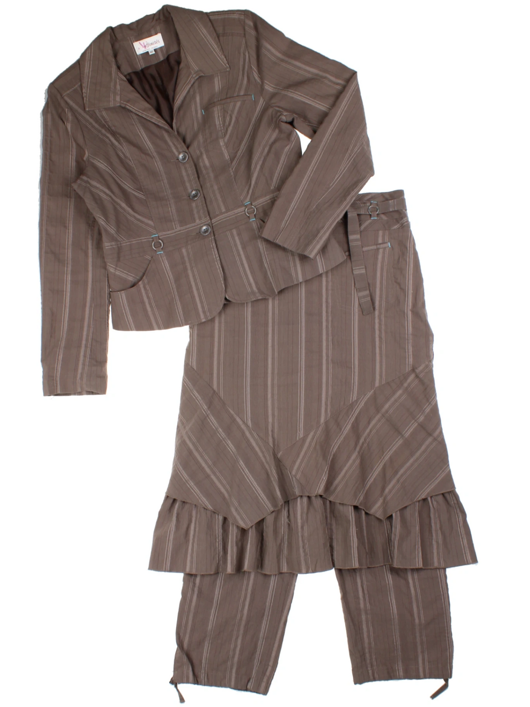 Y2K Affinites Brown Pinstripe 3-Piece Co-ord (Size M)