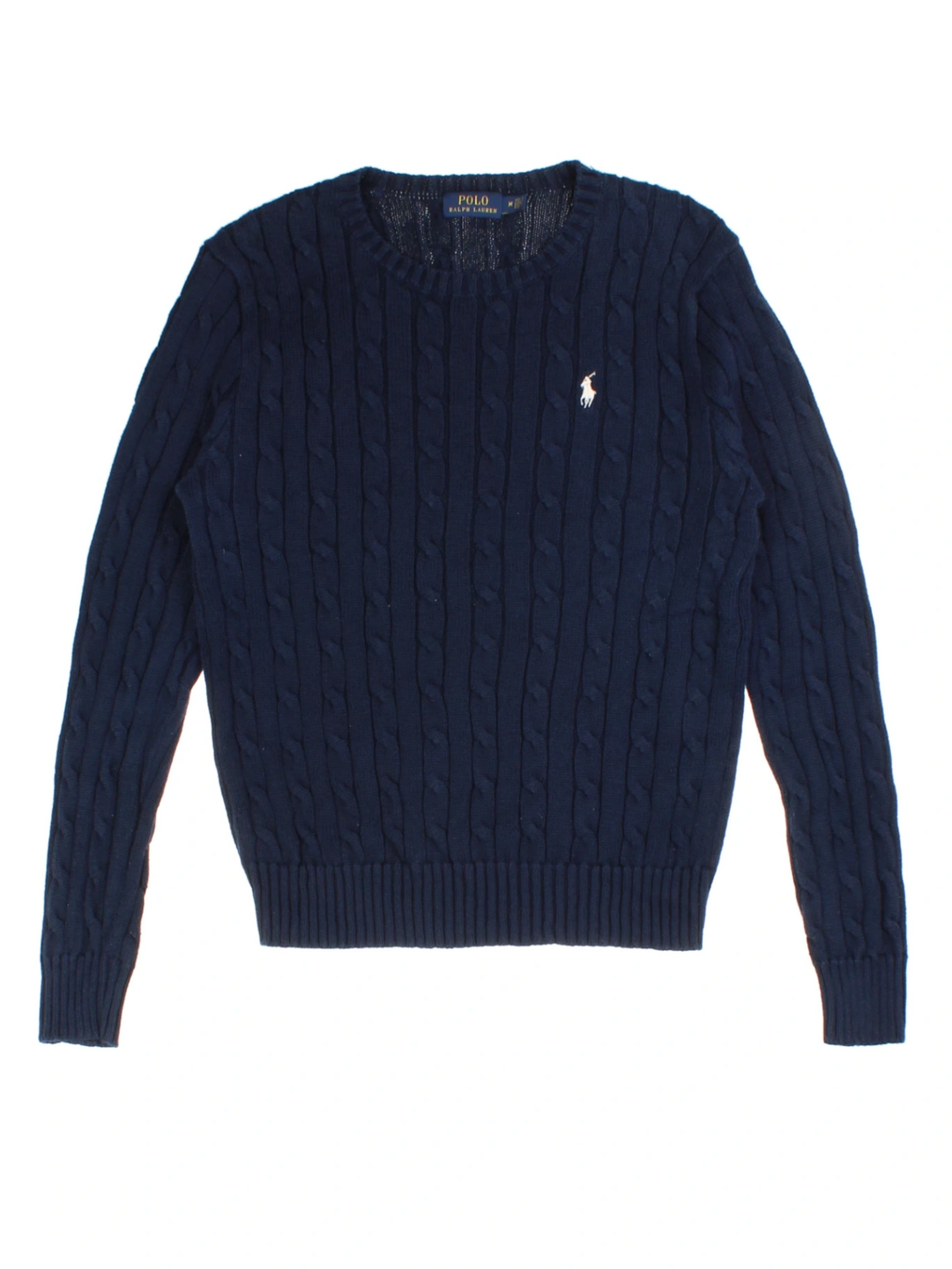 Ralph Lauren Navy Cable Knit Jumper (Size M)