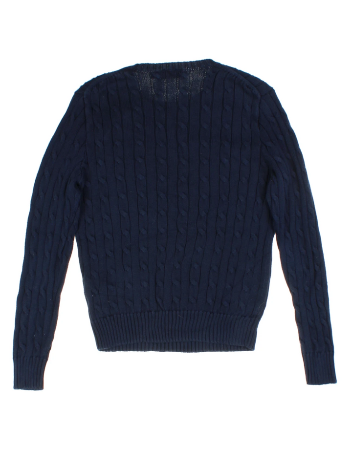 Ralph Lauren Navy Cable Knit Jumper (Size M)